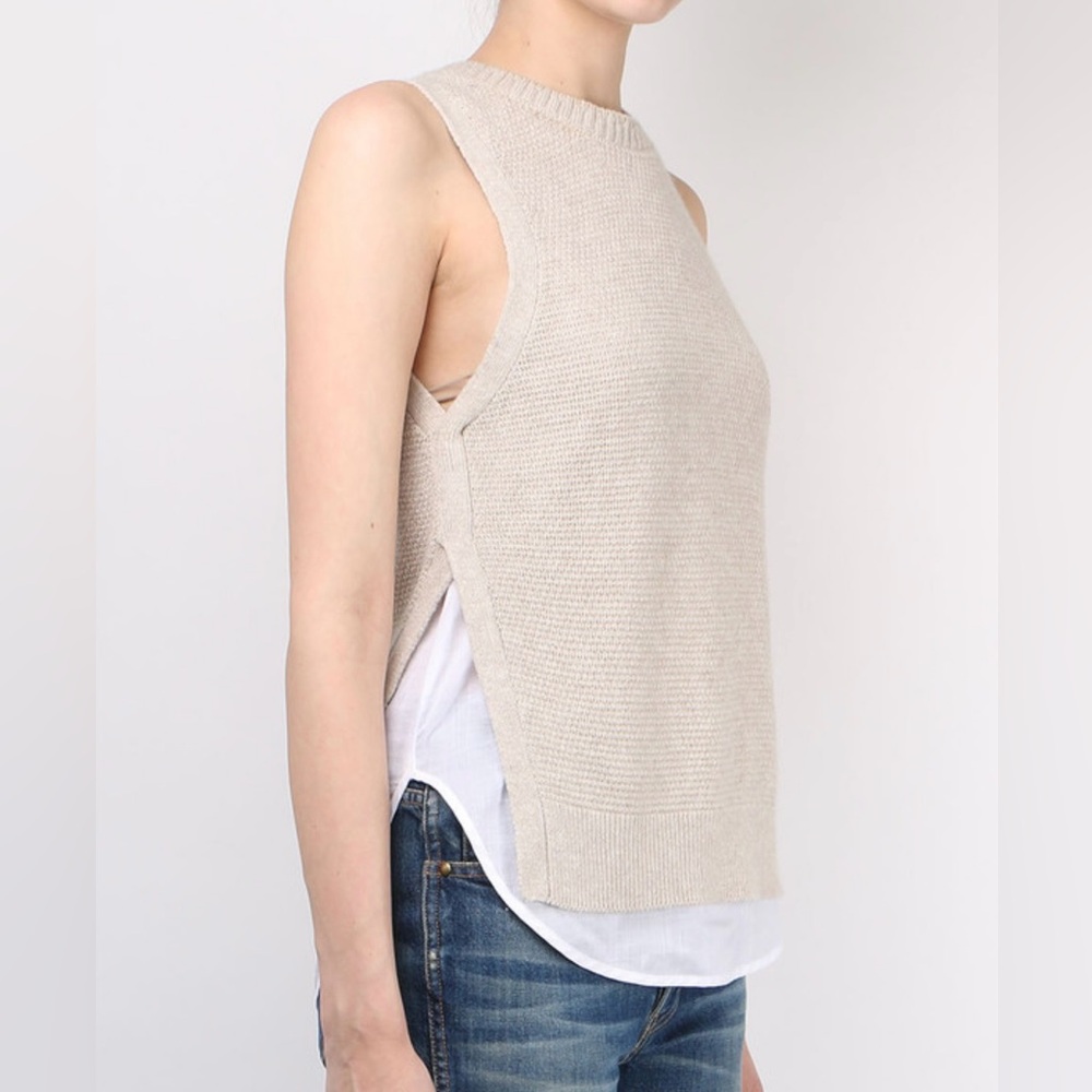 Brochu Walker Vail Layered Sweater Tank Linen Blend in Cream, size S (C-9) - Picture 3 of 12